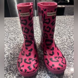 Leopard Pink Hunter Rain Boot EUC